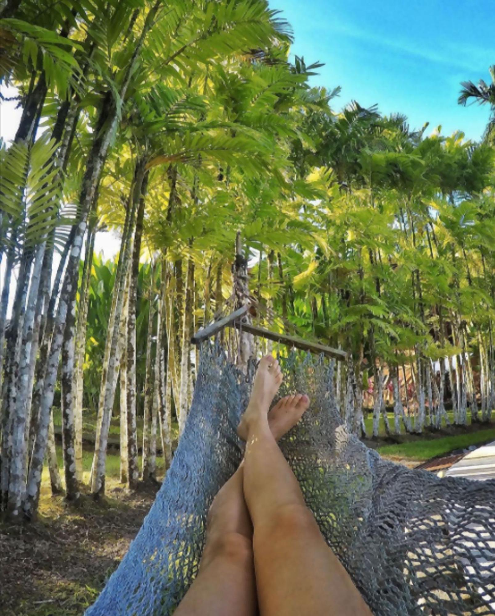 Arenal Backpackers Resort La Fortuna Εξωτερικό φωτογραφία A woman's feet in a hammock